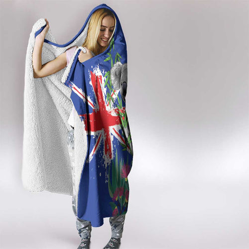 Australia Day Koala Hooded Blanket Aussie Aussie Aussie Oi Oi Oi Blue Color - Aussie Hoodie