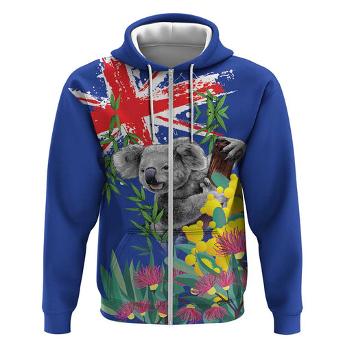 Australia Day Koala Hoodie Aussie Aussie Aussie Oi Oi Oi Blue Color - Aussie Hoodie