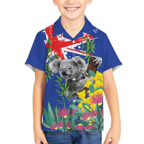 Australia Day Koala Kid Hawaiian Shirt Aussie Aussie Aussie Oi Oi Oi Blue Color - Aussie Hoodie