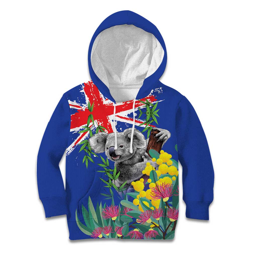Australia Day Koala Kid Hoodie Aussie Aussie Aussie Oi Oi Oi Blue Color - Aussie Hoodie