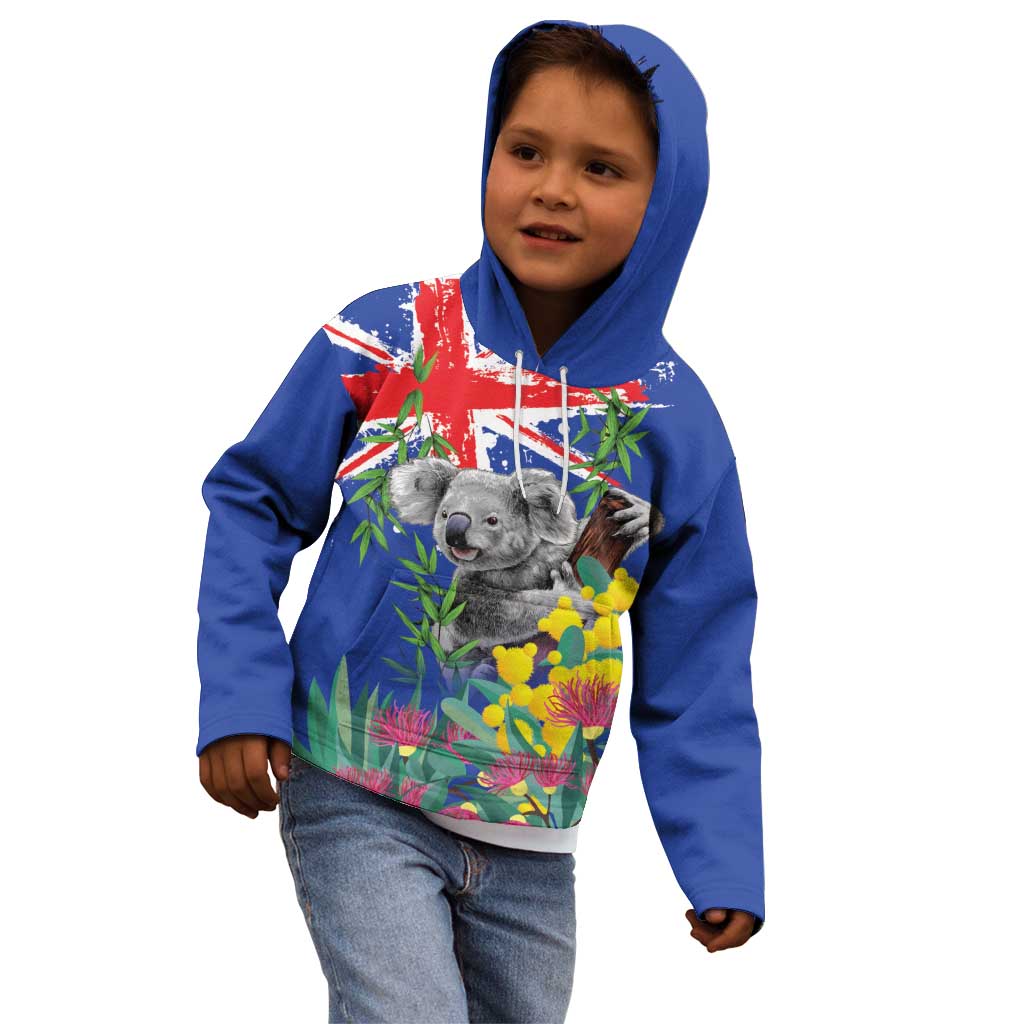 Australia Day Koala Kid Hoodie Aussie Aussie Aussie Oi Oi Oi Blue Color - Aussie Hoodie