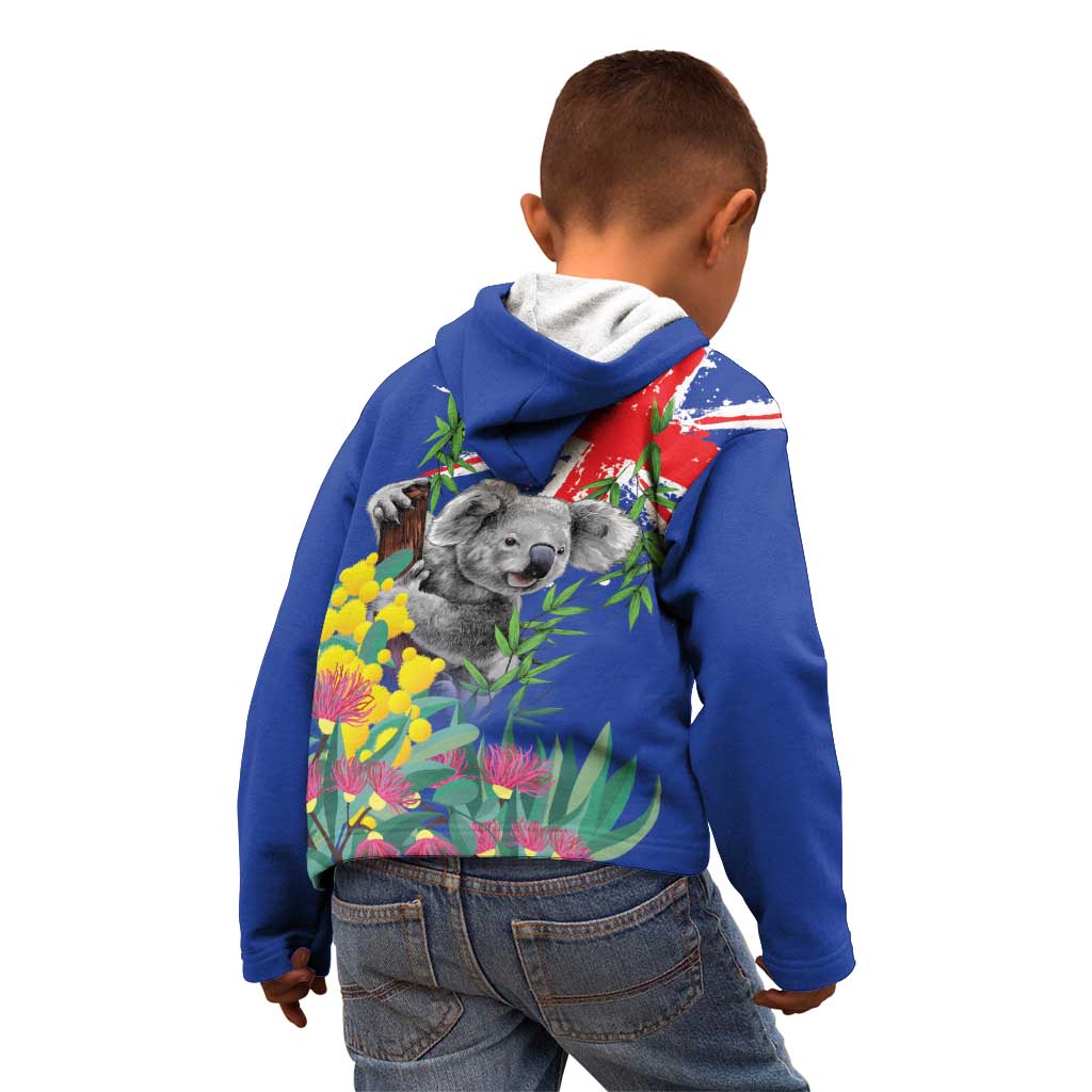 Australia Day Koala Kid Hoodie Aussie Aussie Aussie Oi Oi Oi Blue Color - Aussie Hoodie