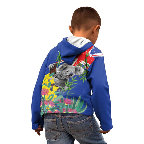 Australia Day Koala Kid Hoodie Aussie Aussie Aussie Oi Oi Oi Blue Color - Aussie Hoodie