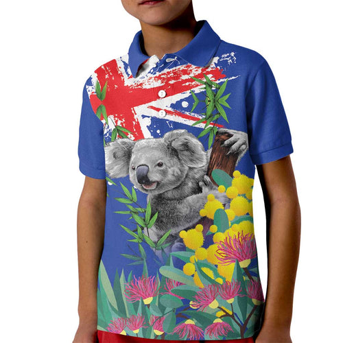 Australia Day Koala Kid Polo Shirt Aussie Aussie Aussie Oi Oi Oi Blue Color - Aussie Hoodie