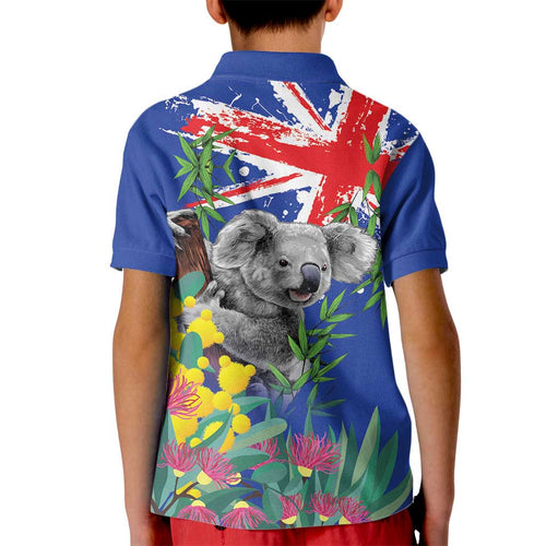 Australia Day Koala Kid Polo Shirt Aussie Aussie Aussie Oi Oi Oi Blue Color - Aussie Hoodie
