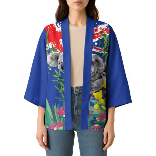 Australia Day Koala Kimono Aussie Aussie Aussie Oi Oi Oi Blue Color - Aussie Hoodie