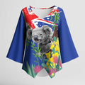 Australia Day Koala Kimono Sleeve Blouse Aussie Aussie Aussie Oi Oi Oi Blue Color - Aussie Hoodie