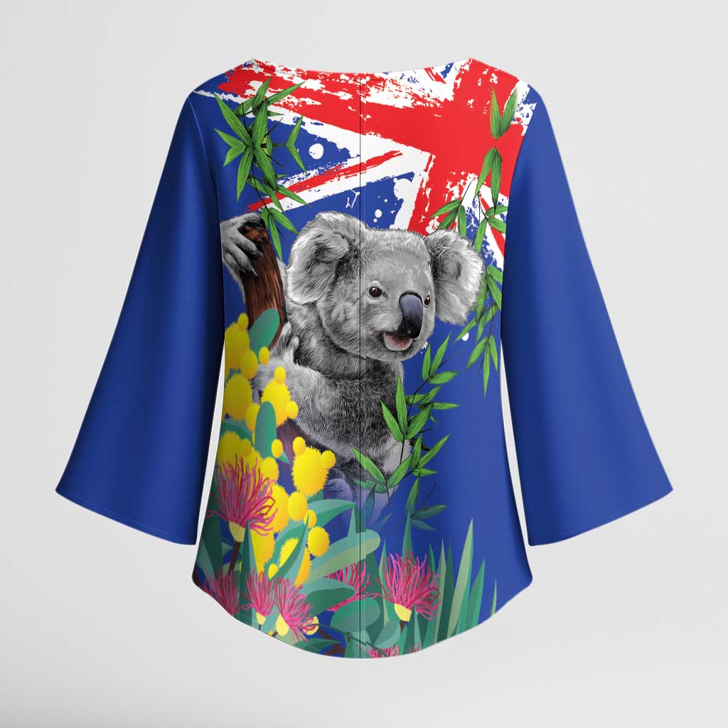 Australia Day Koala Kimono Sleeve Blouse Aussie Aussie Aussie Oi Oi Oi Blue Color - Aussie Hoodie