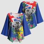 Australia Day Koala Kimono Sleeve Blouse Aussie Aussie Aussie Oi Oi Oi Blue Color - Aussie Hoodie