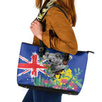 Australia Day Koala Leather Tote Bag Aussie Aussie Aussie Oi Oi Oi Blue Color - Aussie Hoodie