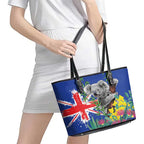 Australia Day Koala Leather Tote Bag Aussie Aussie Aussie Oi Oi Oi Blue Color - Aussie Hoodie
