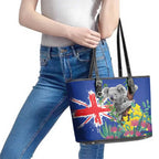 Australia Day Koala Leather Tote Bag Aussie Aussie Aussie Oi Oi Oi Blue Color - Aussie Hoodie