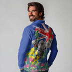Australia Day Koala Long Sleeve Polo Shirt Aussie Aussie Aussie Oi Oi Oi Blue Color - Aussie Hoodie