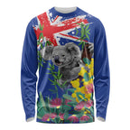 Australia Day Koala Long Sleeve Shirt Aussie Aussie Aussie Oi Oi Oi Blue Color - Aussie Hoodie
