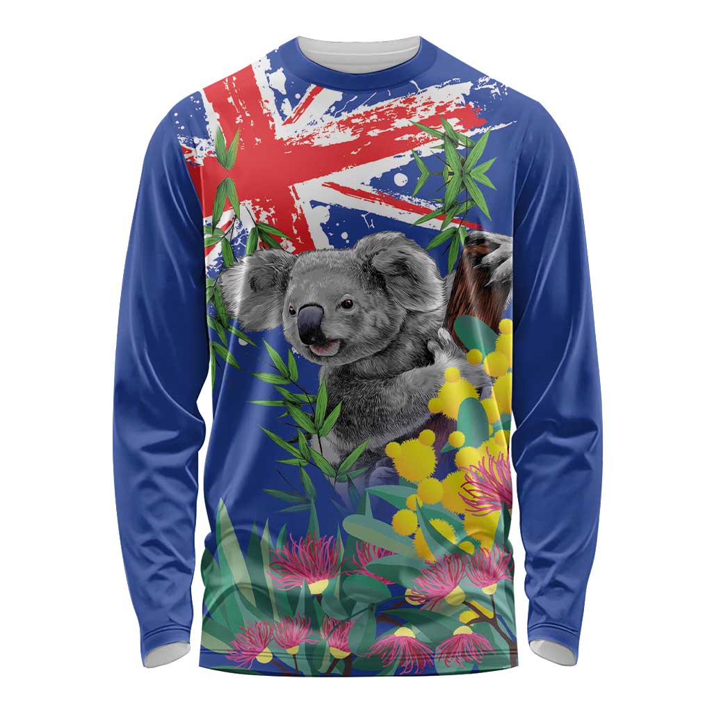 Australia Day Koala Long Sleeve Shirt Aussie Aussie Aussie Oi Oi Oi Blue Color - Aussie Hoodie