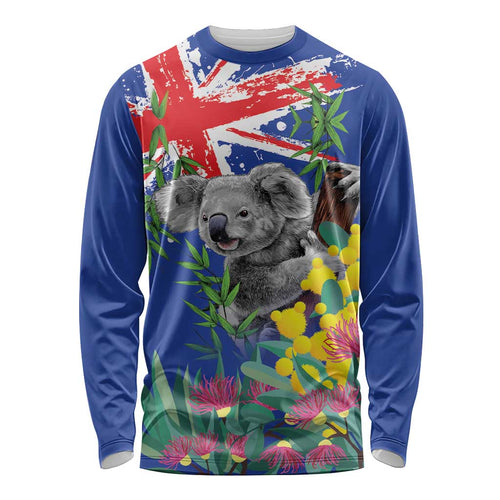 Australia Day Koala Long Sleeve Shirt Aussie Aussie Aussie Oi Oi Oi Blue Color - Aussie Hoodie