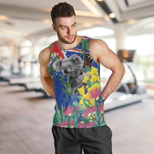 Australia Day Koala Men Tank Top Aussie Aussie Aussie Oi Oi Oi Blue Color - Aussie Hoodie