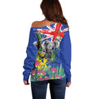 Australia Day Koala Off Shoulder Sweater Aussie Aussie Aussie Oi Oi Oi Blue Color - Aussie Hoodie