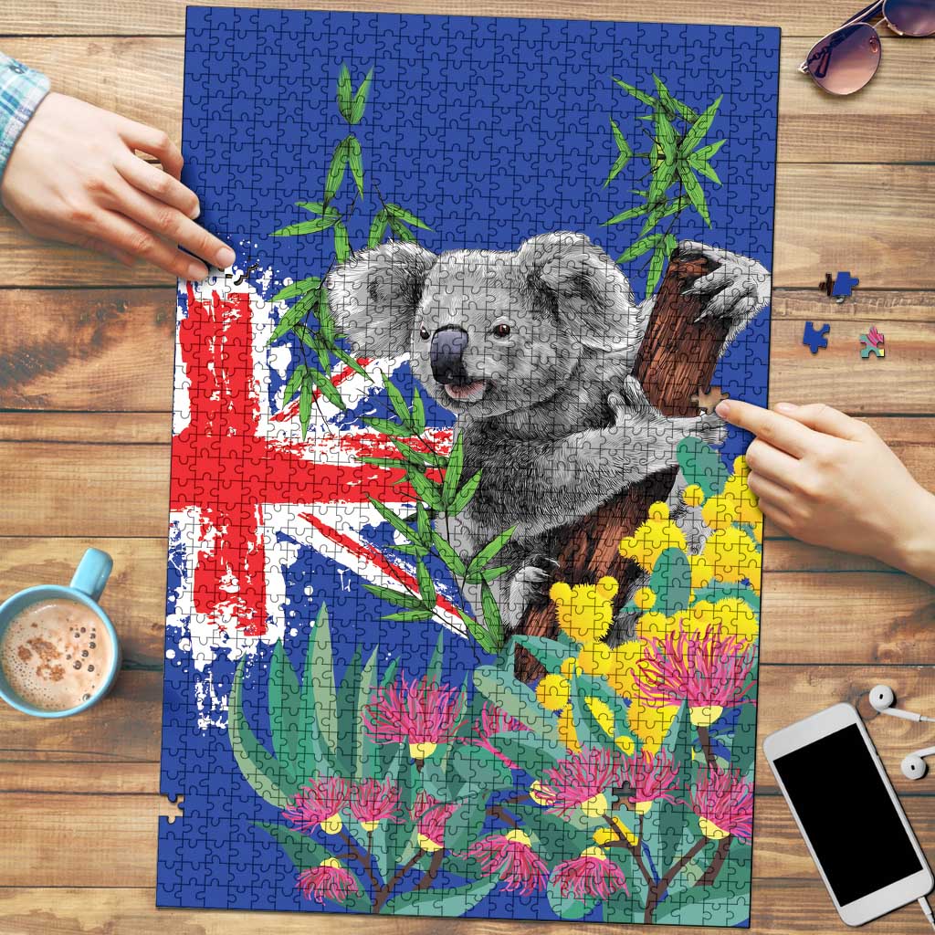 Australia Day Koala Puzzle Aussie Aussie Aussie Oi Oi Oi Blue Color - Aussie Hoodie