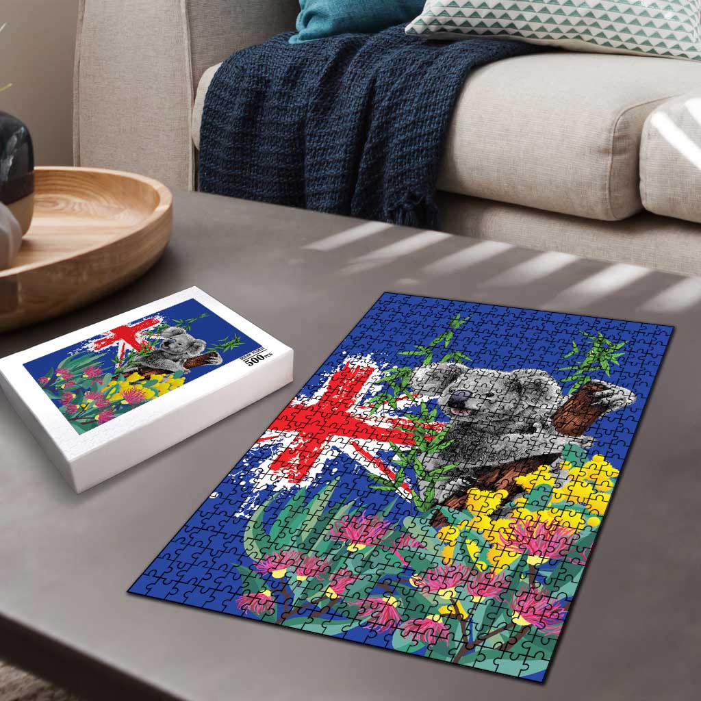 Australia Day Koala Puzzle Aussie Aussie Aussie Oi Oi Oi Blue Color - Aussie Hoodie