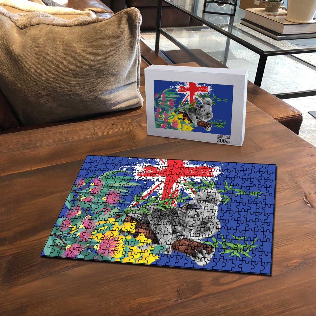 Australia Day Koala Puzzle Aussie Aussie Aussie Oi Oi Oi Blue Color - Aussie Hoodie