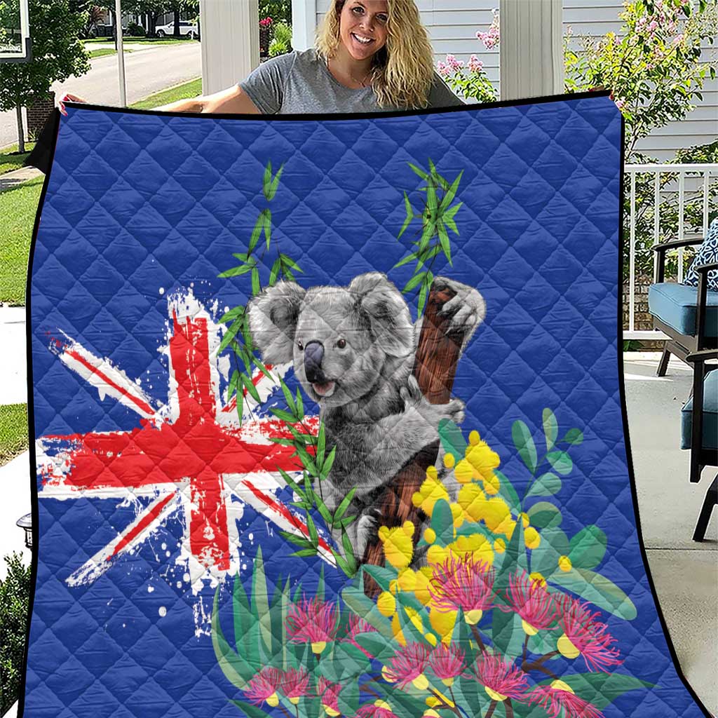 Australia Day Koala Quilt Aussie Aussie Aussie Oi Oi Oi Blue Color - Aussie Hoodie