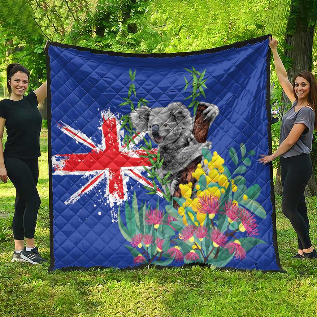 Australia Day Koala Quilt Aussie Aussie Aussie Oi Oi Oi Blue Color - Aussie Hoodie