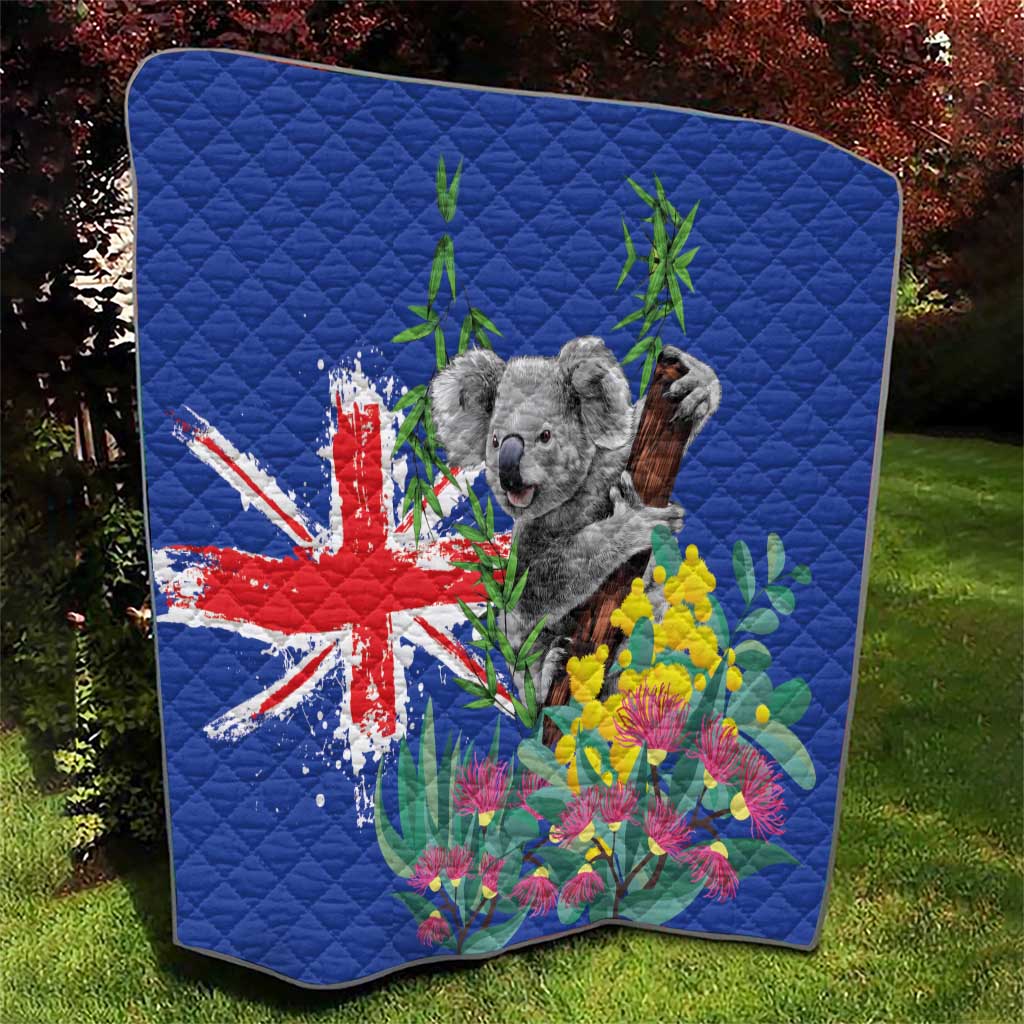 Australia Day Koala Quilt Aussie Aussie Aussie Oi Oi Oi Blue Color - Aussie Hoodie