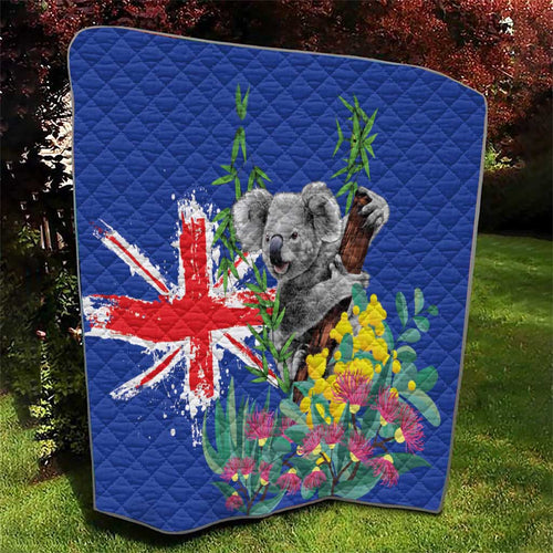 Australia Day Koala Quilt Aussie Aussie Aussie Oi Oi Oi Blue Color - Aussie Hoodie
