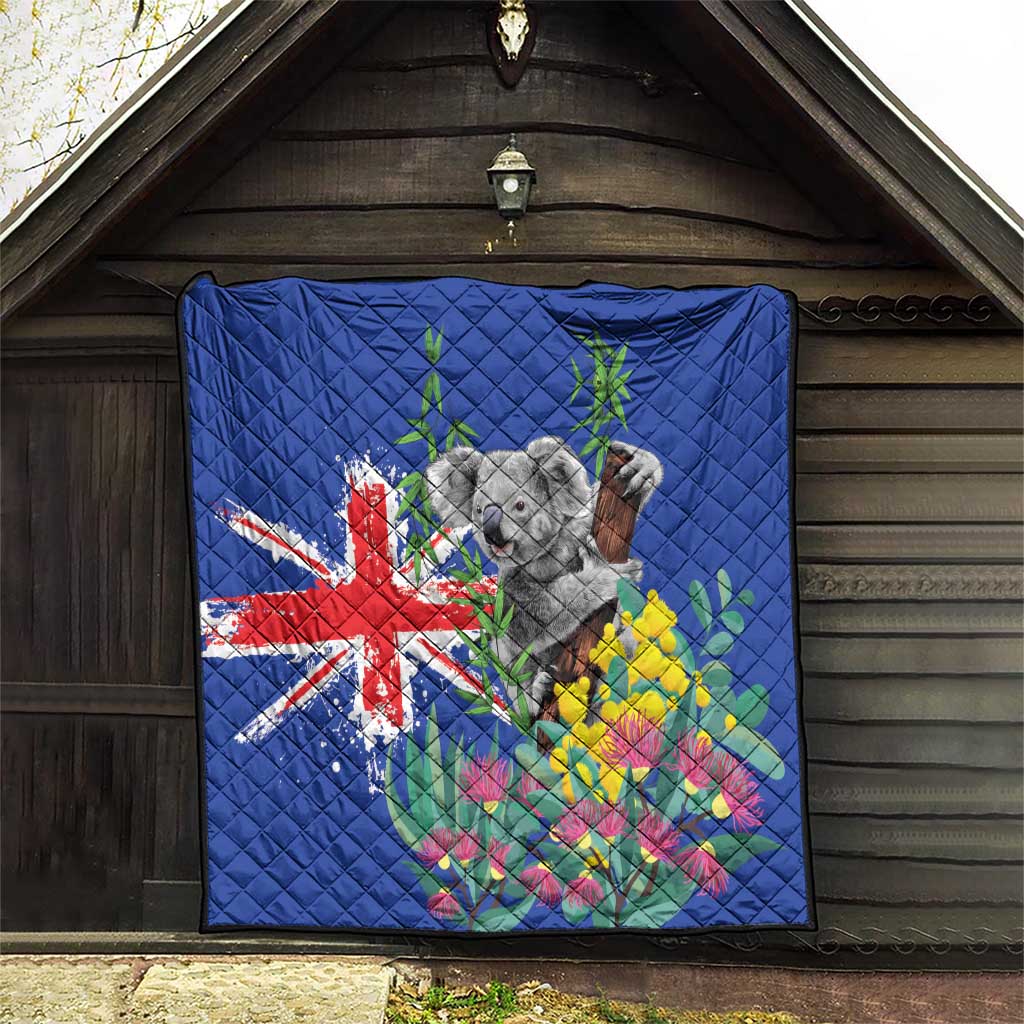 Australia Day Koala Quilt Aussie Aussie Aussie Oi Oi Oi Blue Color - Aussie Hoodie