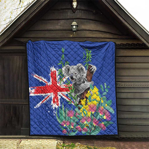 Australia Day Koala Quilt Aussie Aussie Aussie Oi Oi Oi Blue Color - Aussie Hoodie