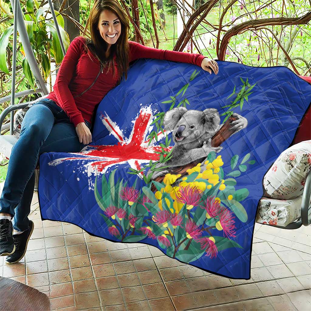 Australia Day Koala Quilt Aussie Aussie Aussie Oi Oi Oi Blue Color - Aussie Hoodie