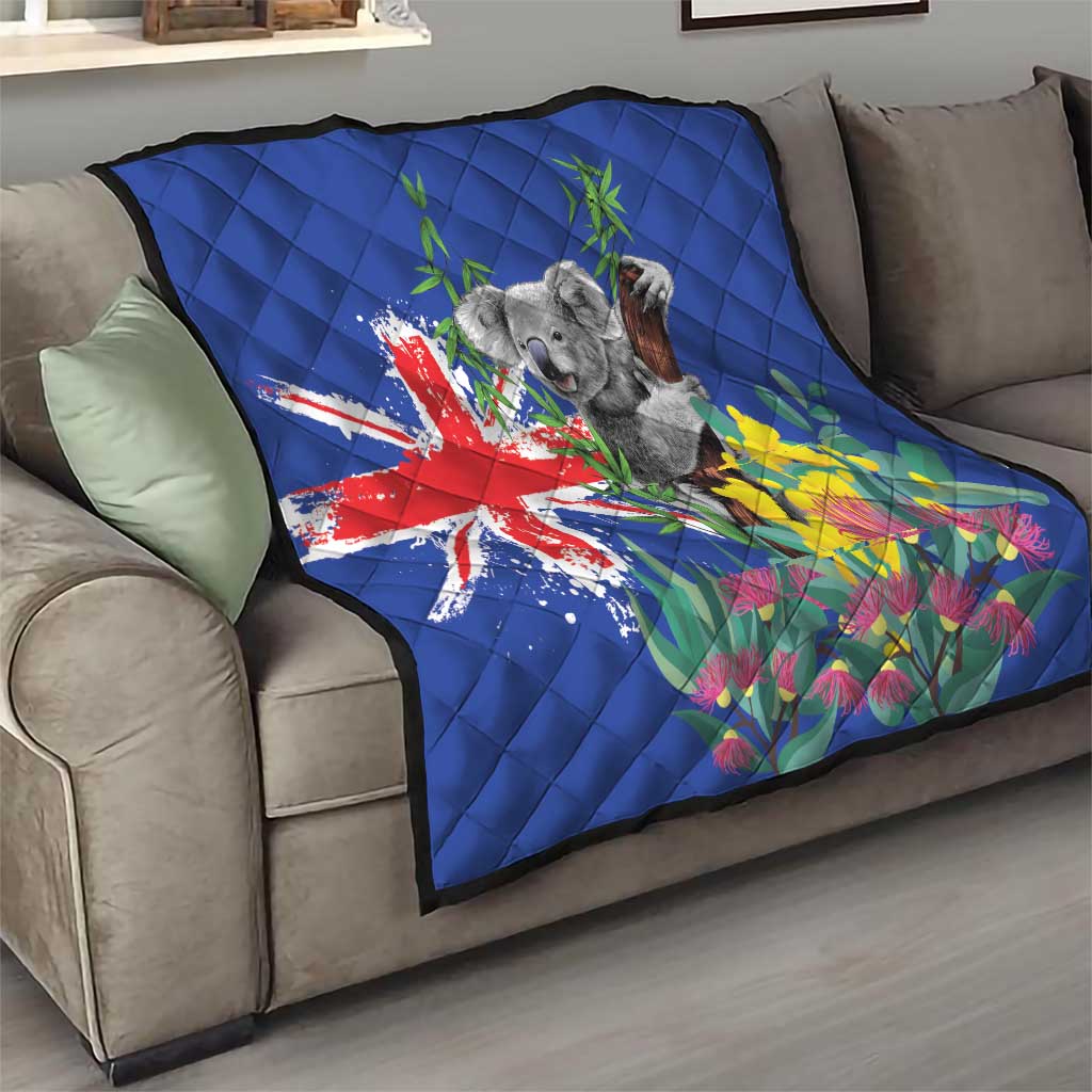 Australia Day Koala Quilt Aussie Aussie Aussie Oi Oi Oi Blue Color - Aussie Hoodie
