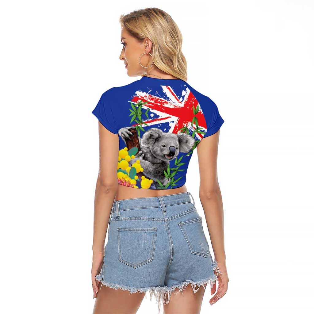 Australia Day Koala Raglan Cropped T Shirt Aussie Aussie Aussie Oi Oi Oi Blue Color - Aussie Hoodie