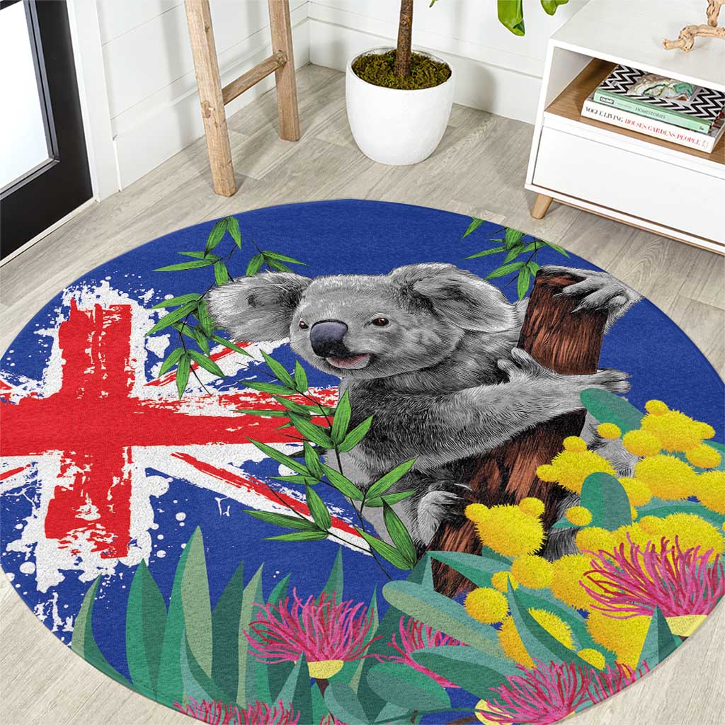 Australia Day Koala Round Carpet Aussie Aussie Aussie Oi Oi Oi Blue Color - Aussie Hoodie