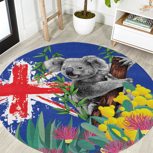 Australia Day Koala Round Carpet Aussie Aussie Aussie Oi Oi Oi Blue Color - Aussie Hoodie