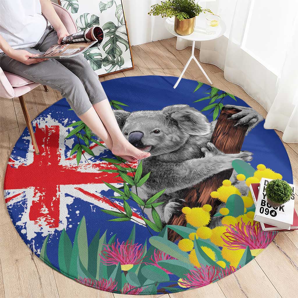 Australia Day Koala Round Carpet Aussie Aussie Aussie Oi Oi Oi Blue Color - Aussie Hoodie
