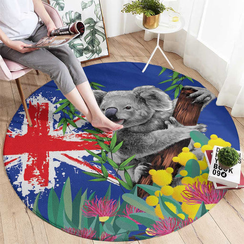 Australia Day Koala Round Carpet Aussie Aussie Aussie Oi Oi Oi Blue Color - Aussie Hoodie