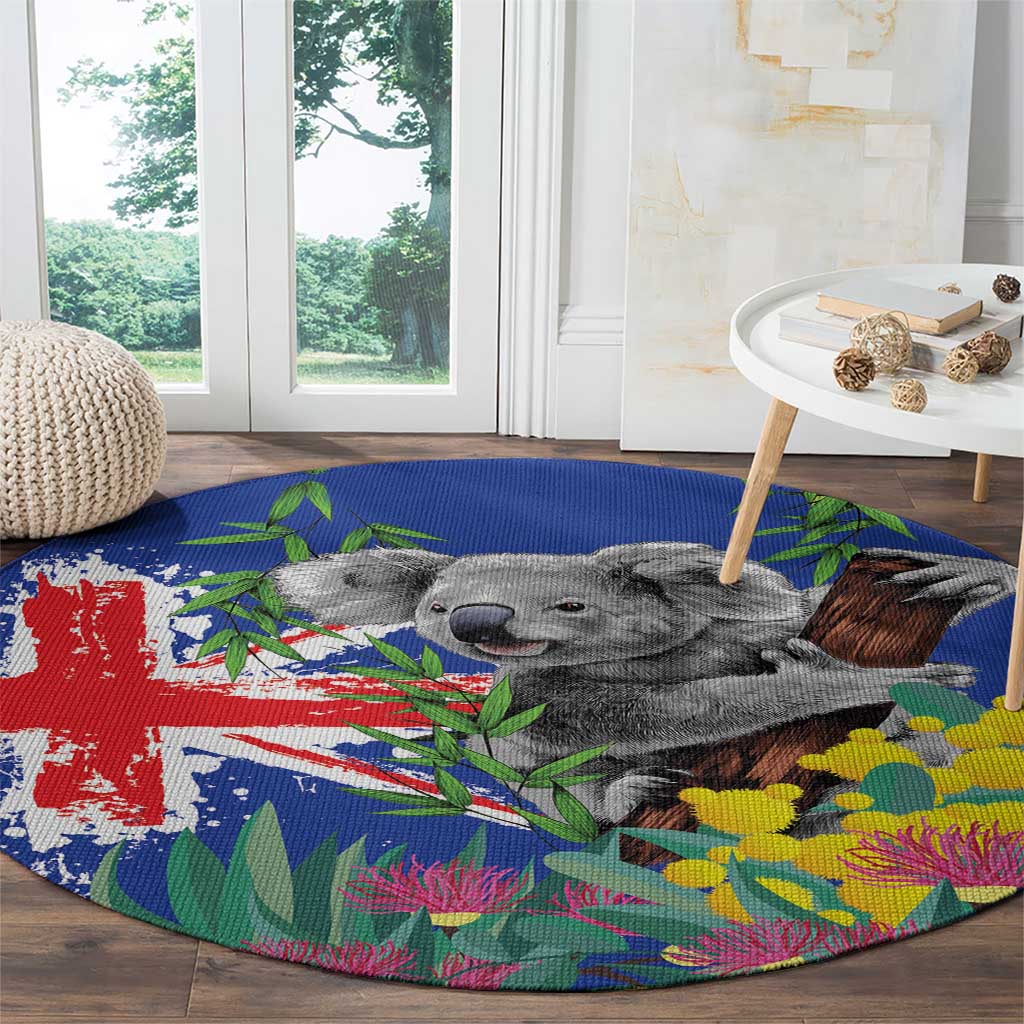 Australia Day Koala Round Carpet Aussie Aussie Aussie Oi Oi Oi Blue Color - Aussie Hoodie