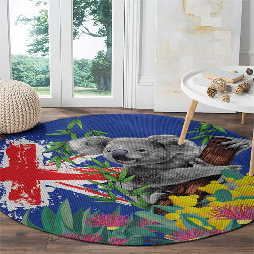 Australia Day Koala Round Carpet Aussie Aussie Aussie Oi Oi Oi Blue Color - Aussie Hoodie