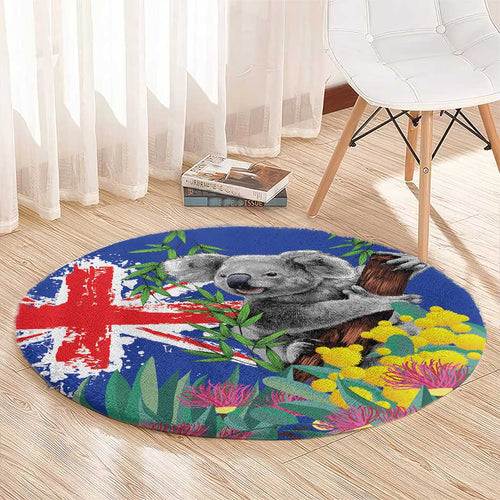 Australia Day Koala Round Carpet Aussie Aussie Aussie Oi Oi Oi Blue Color - Aussie Hoodie
