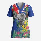 Australia Day Koala Scrub Top Aussie Aussie Aussie Oi Oi Oi Blue Color - Aussie Hoodie