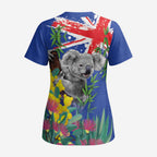 Australia Day Koala Scrub Top Aussie Aussie Aussie Oi Oi Oi Blue Color - Aussie Hoodie