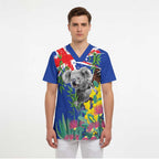 Australia Day Koala Scrub Top Aussie Aussie Aussie Oi Oi Oi Blue Color - Aussie Hoodie
