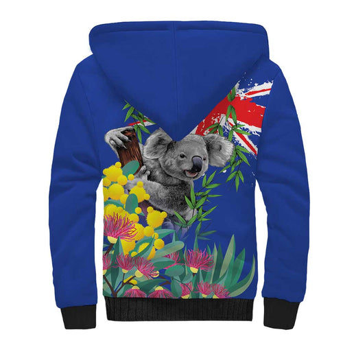 Australia Day Koala Sherpa Hoodie Aussie Aussie Aussie Oi Oi Oi Blue Color - Aussie Hoodie
