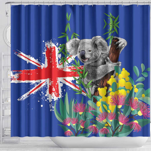 Australia Day Koala Shower Curtain Aussie Aussie Aussie Oi Oi Oi Blue Color - Aussie Hoodie
