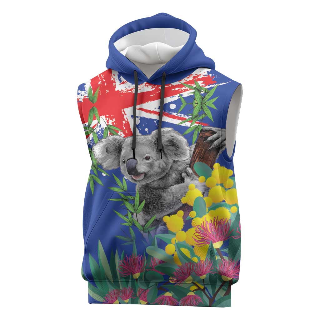 Australia Day Koala Sleeveless Hoodie Aussie Aussie Aussie Oi Oi Oi Blue Color - Aussie Hoodie