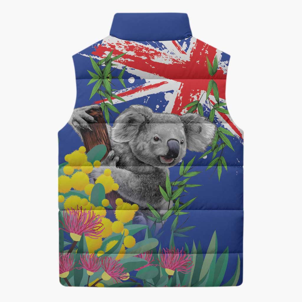 Australia Day Koala Sleeveless Puffer Jacket Aussie Aussie Aussie Oi Oi Oi Blue Color - Aussie Hoodie