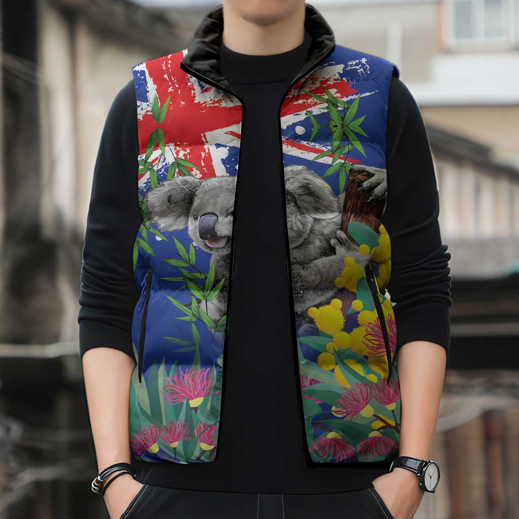 Australia Day Koala Sleeveless Puffer Jacket Aussie Aussie Aussie Oi Oi Oi Blue Color - Aussie Hoodie