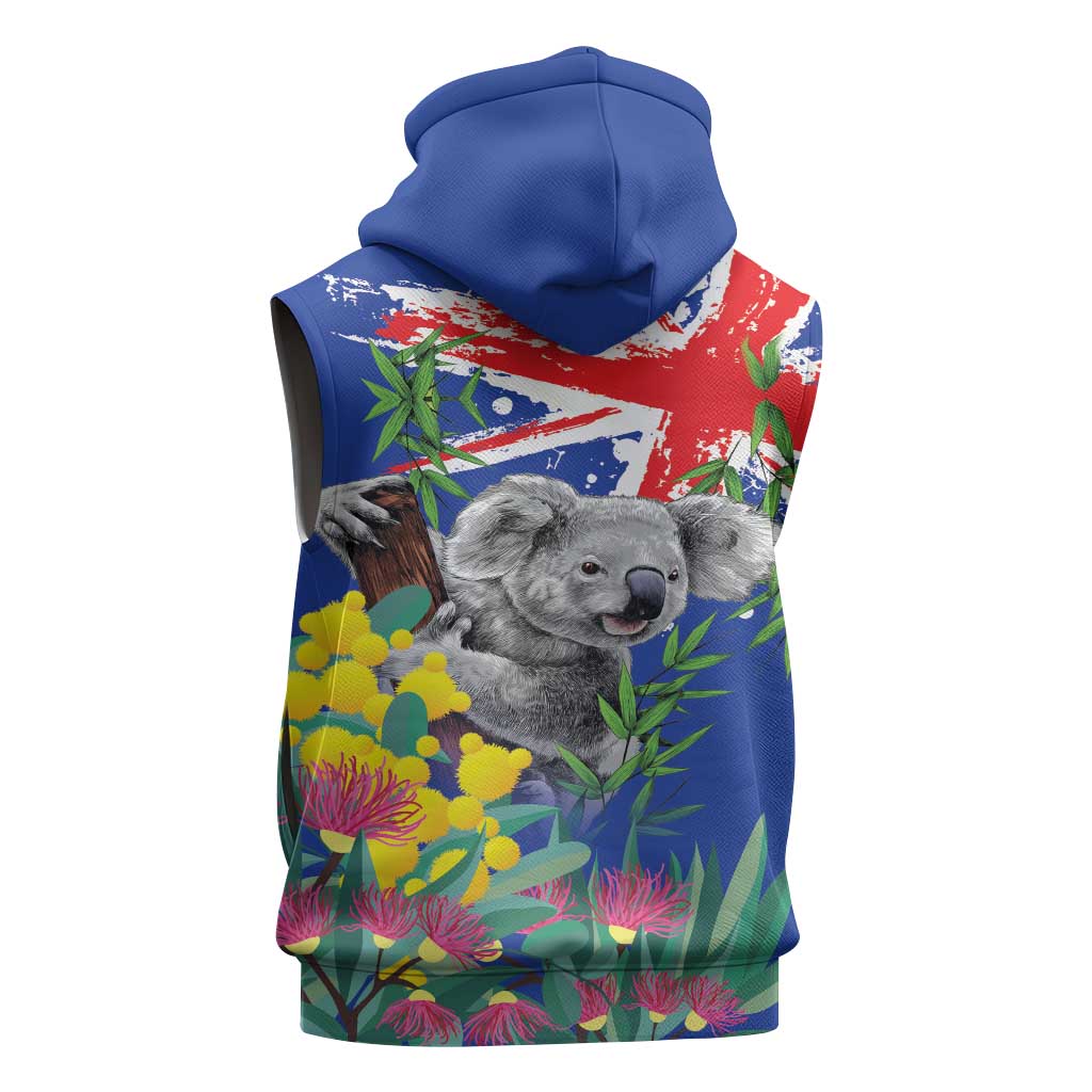 Australia Day Koala Sleeveless Zip Hoodie Aussie Aussie Aussie Oi Oi Oi Blue Color - Aussie Hoodie